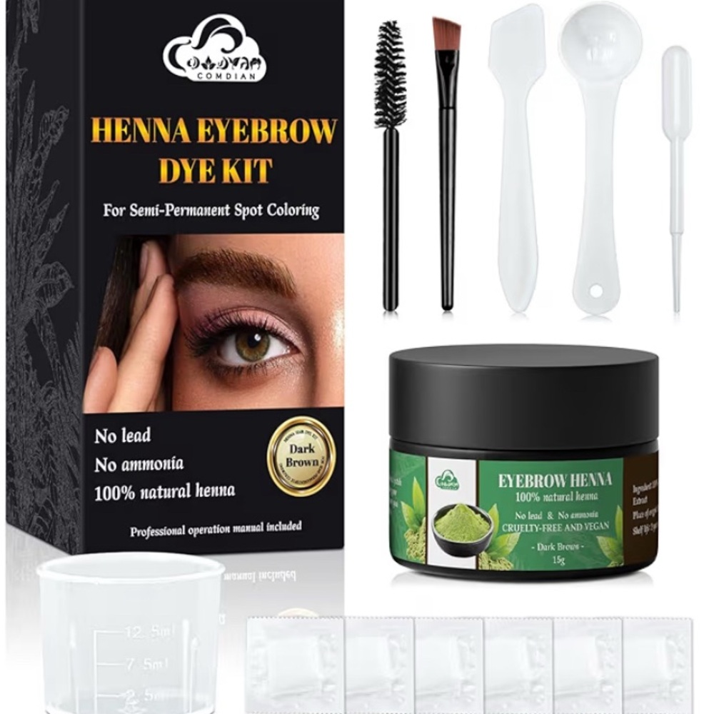 NEW Dark Brown Henna Eyebrow Tint Kit 🌿 All Natural - No Ammonia | Long-Lasting